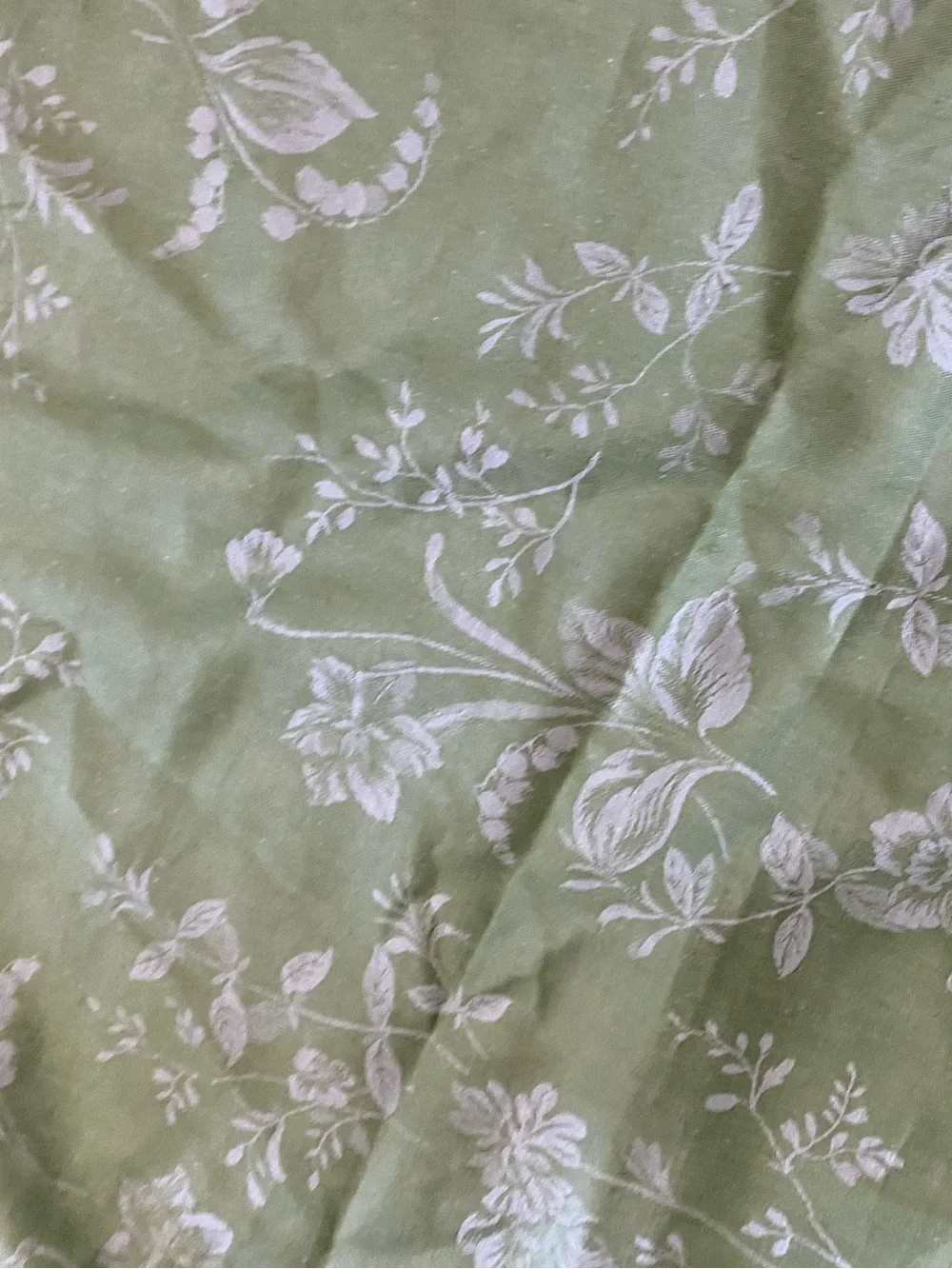Williams Sonoma Jacquard Floral Rabbit Sage Green Linen Blend Tablecloth 113”x70